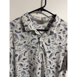 Rare Puma Golf Mens Winged Cat Graphic Print Polo Shirt White Navy Blue Large L